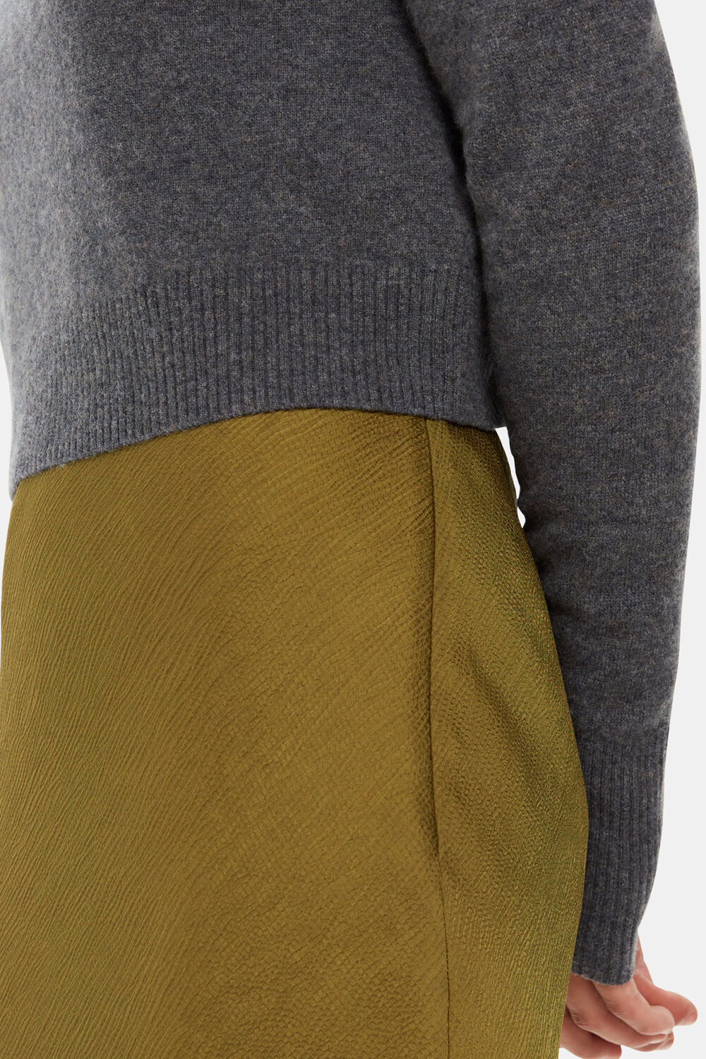 Khaki Satin Bias Cut Skirt