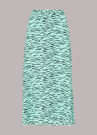 Tiger Print Button Front Skirt
