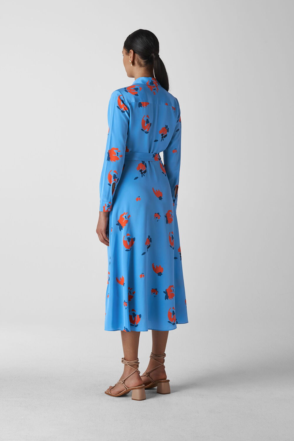Elfrida Bud Print Silk Dress Blue/Multi