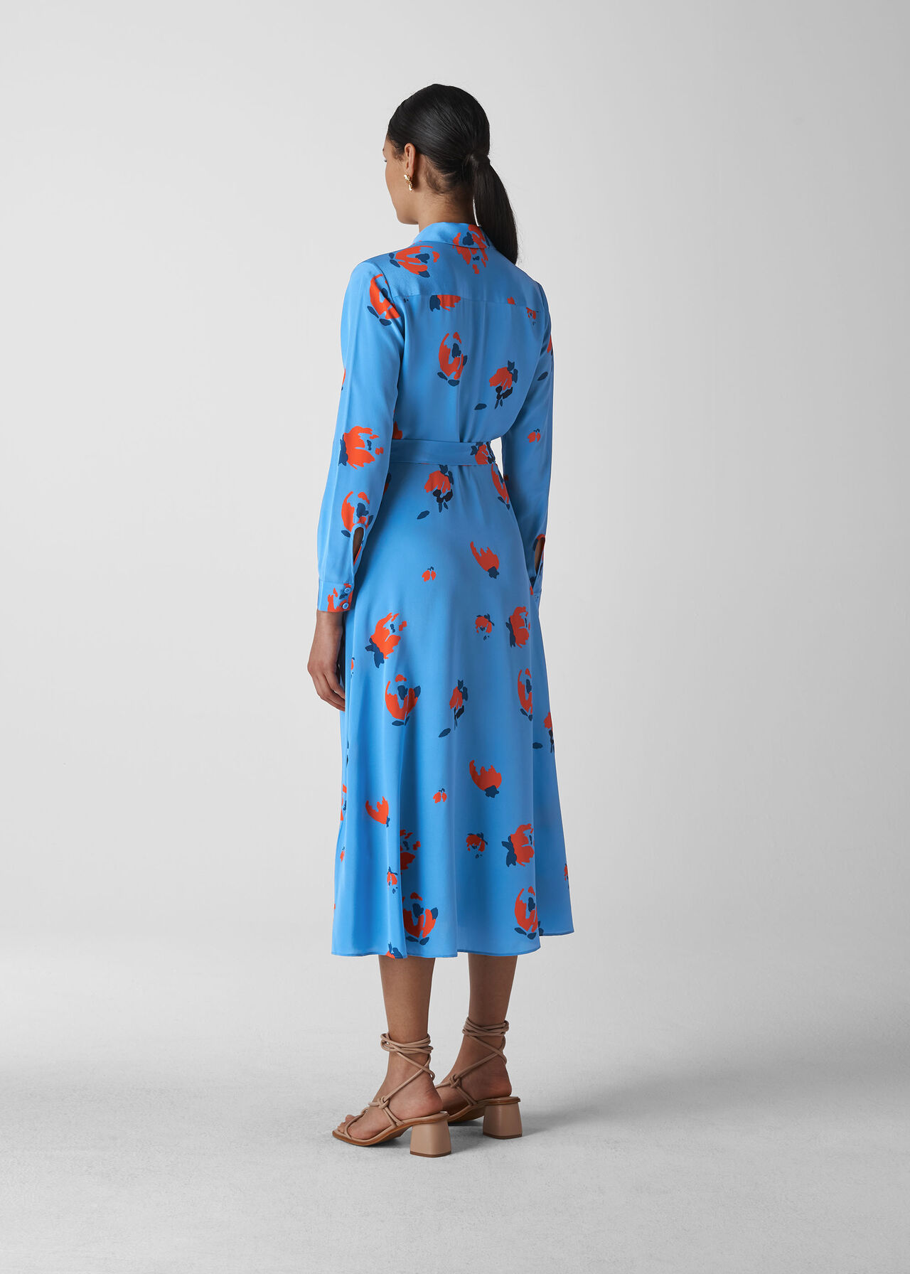 Elfrida Bud Print Silk Dress Blue/Multi