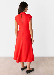 Twist Neck Crepe Midi Dress