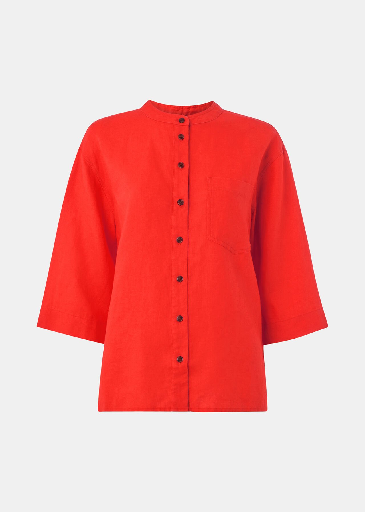 Linen Grandad Collar Shirt