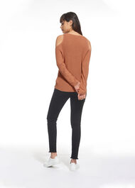 V Neck Cold Shoulder Sweater