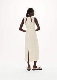 Linen Blend Cut Out Back Dress