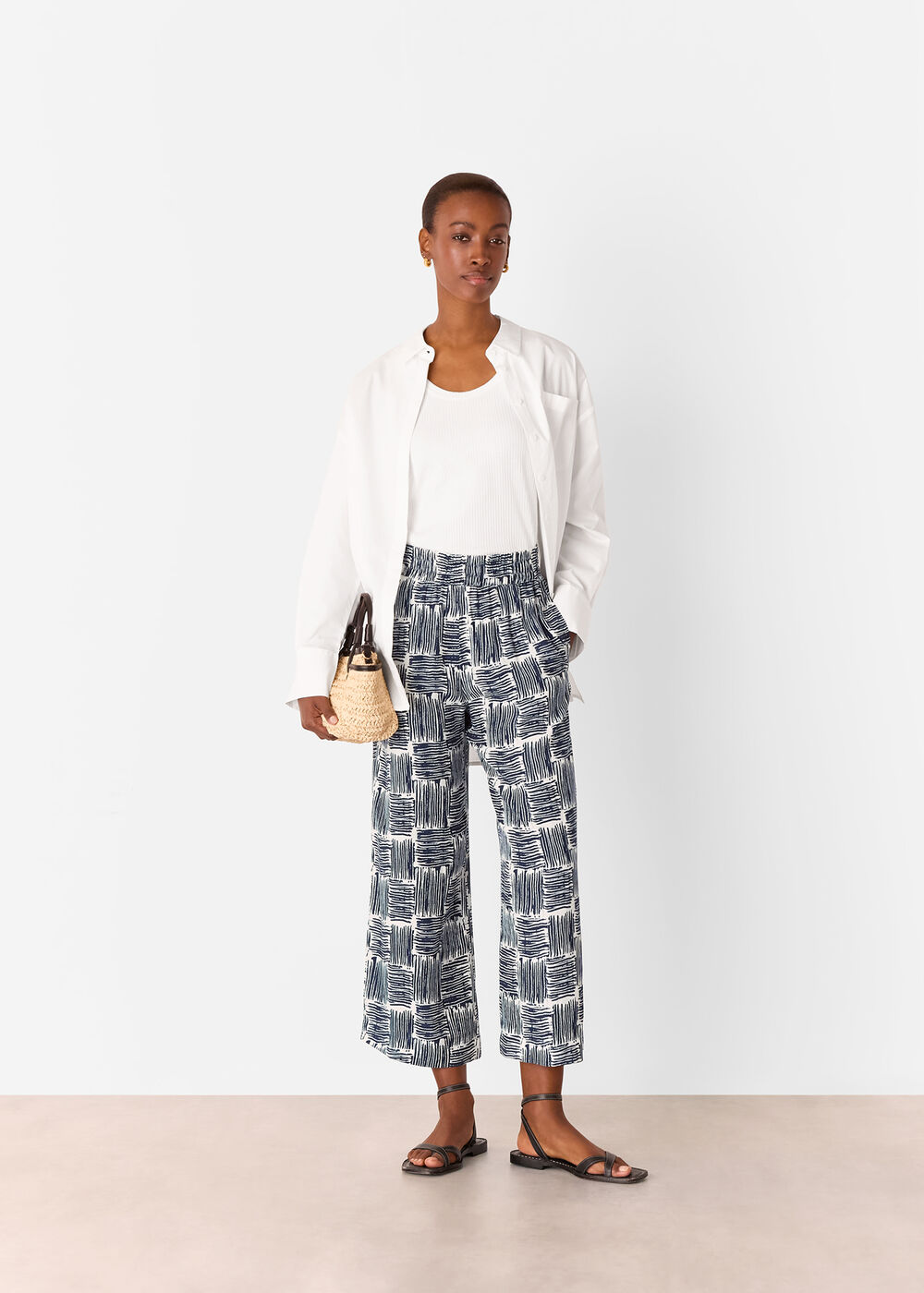 Hatch Squares Cropped Trouser