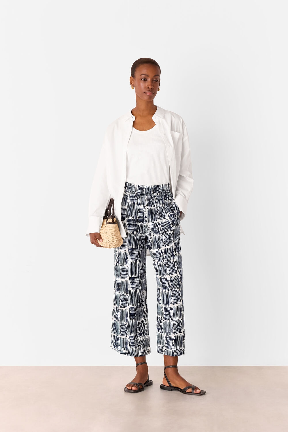Hatch Squares Cropped Trouser