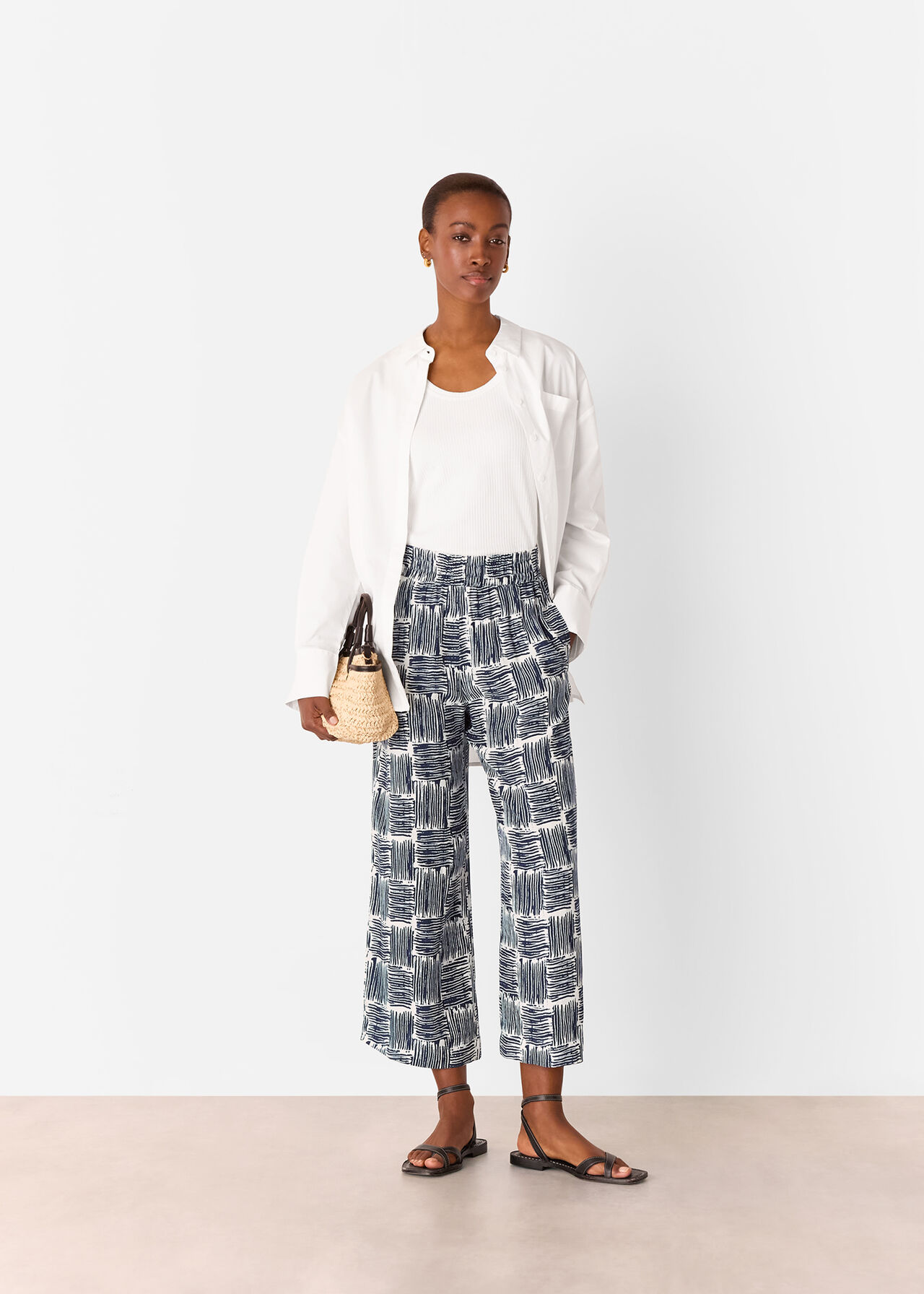Hatch Squares Cropped Trouser