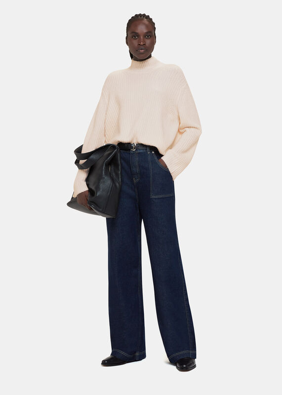 Wool Mix Rib Funnel Neck