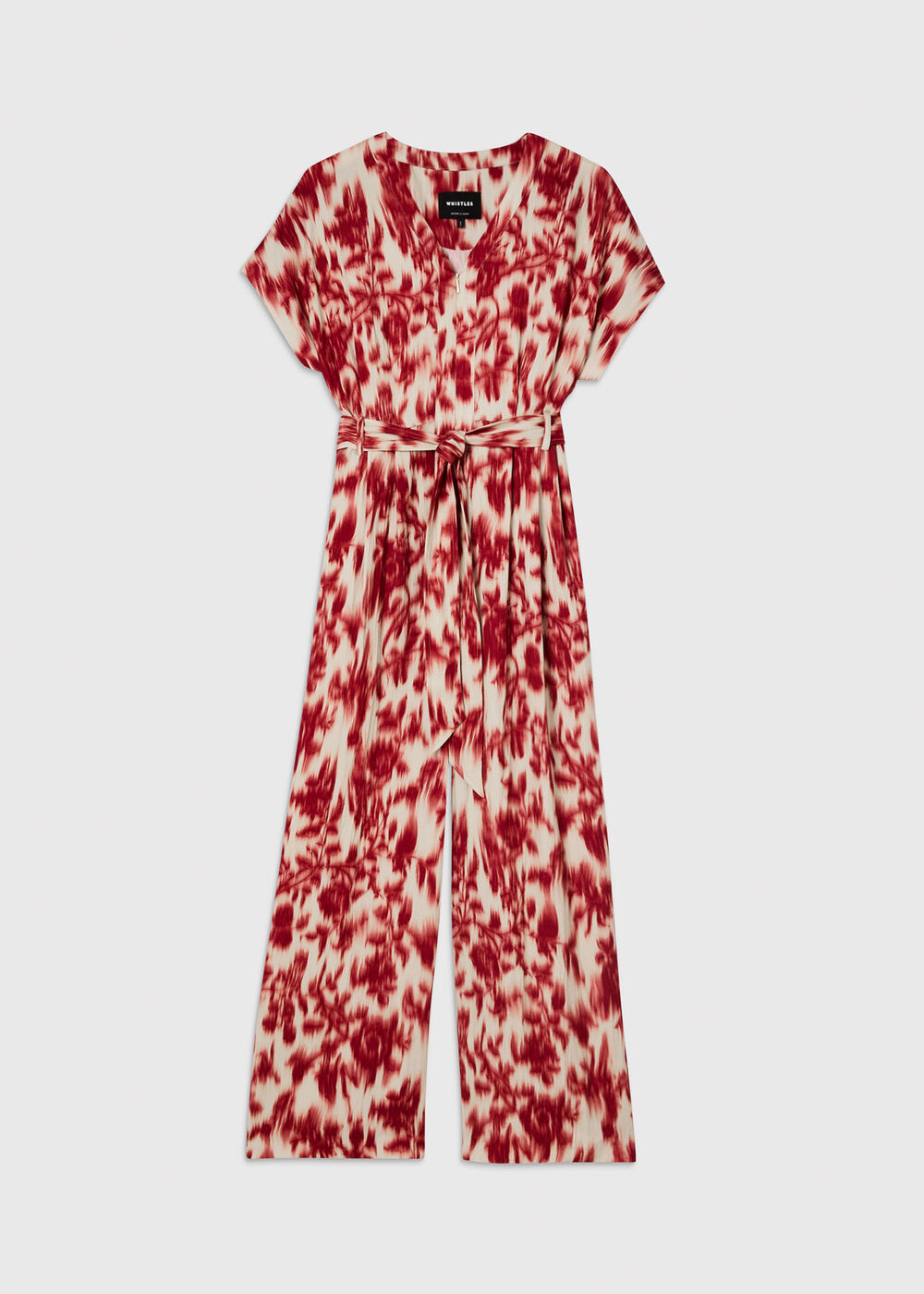 Petite Blurred Floral Tie Jumpsuit