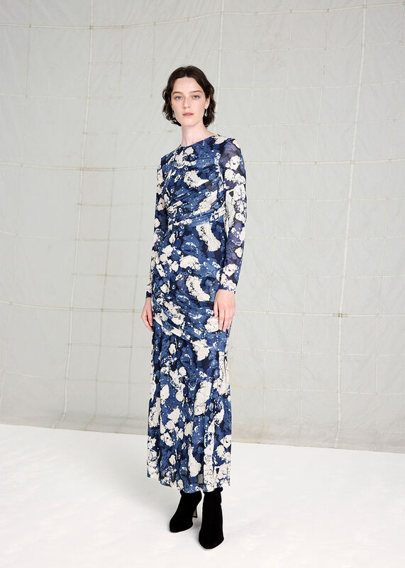 Blue Batik Marble Mesh Dress