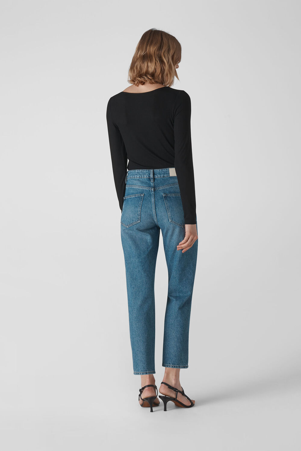 Long Sleeve Fitted Corset Top Black
