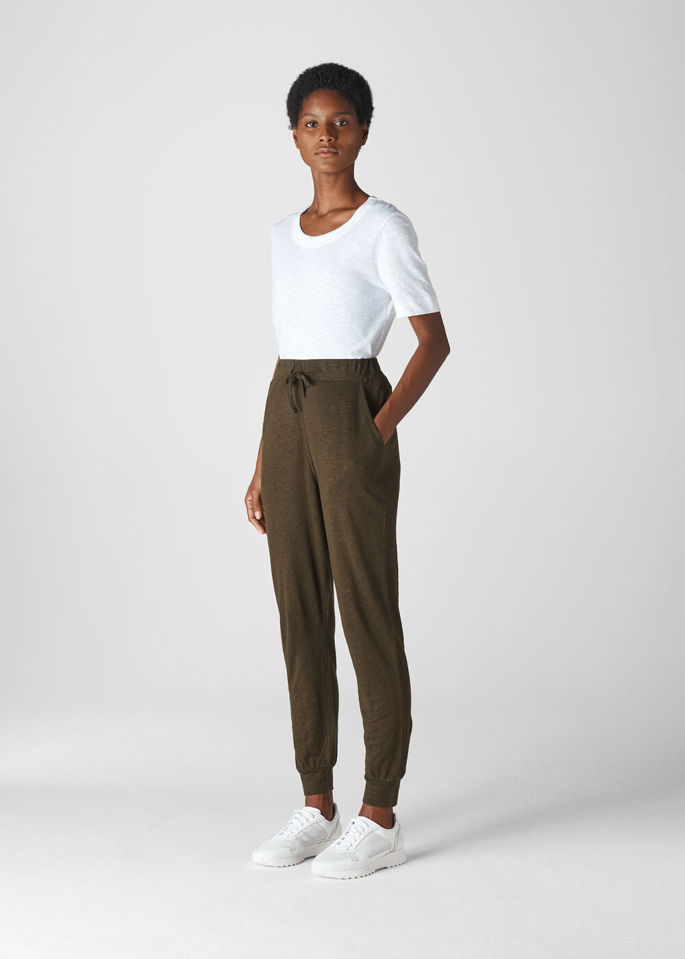 Washed Linen Jogger Khaki