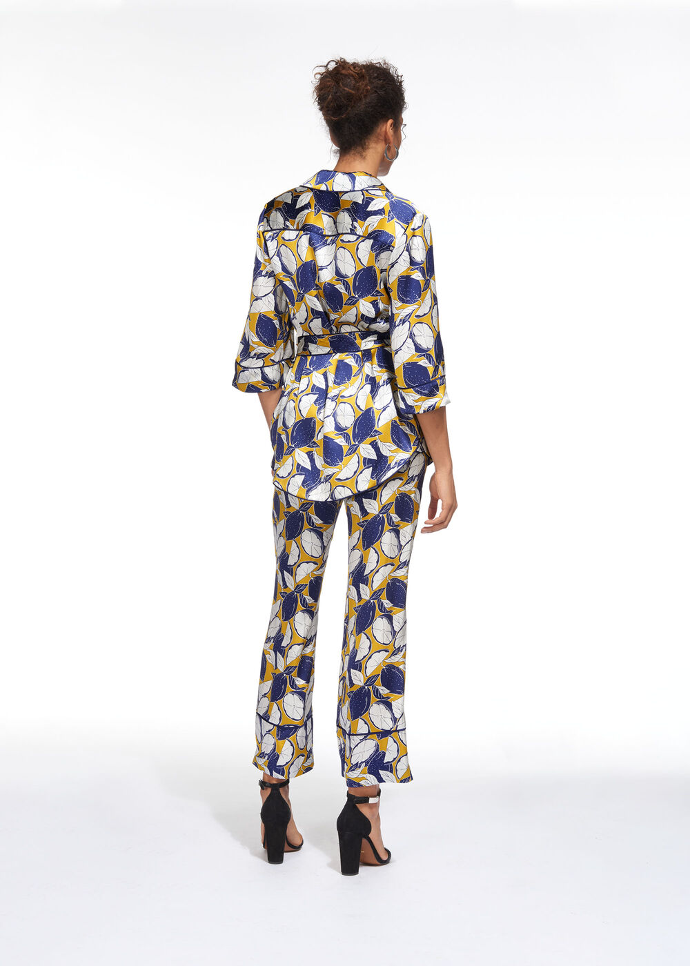 Lemon Print Silk Trouser Yellow