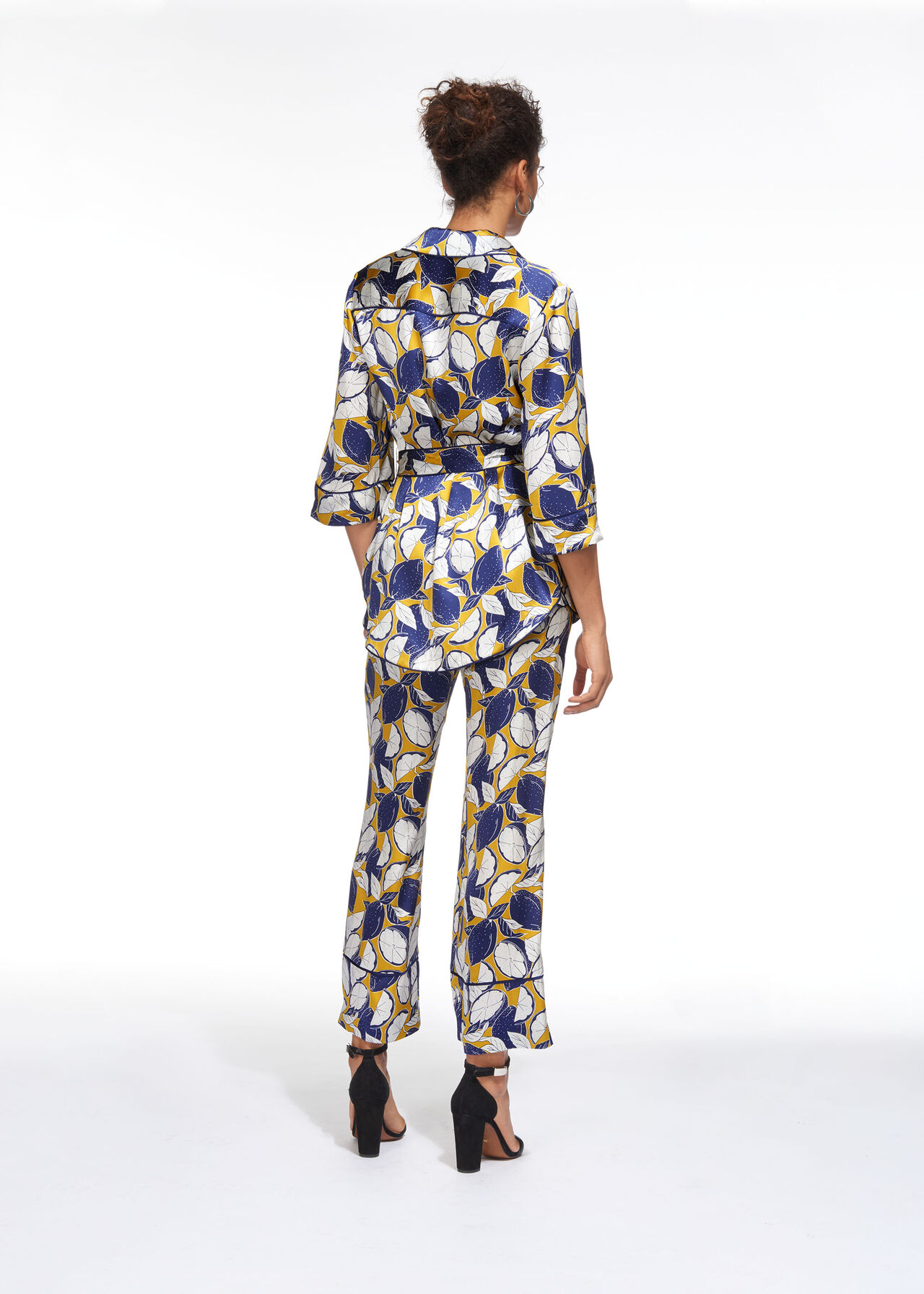 Lemon Print Silk Trouser Yellow