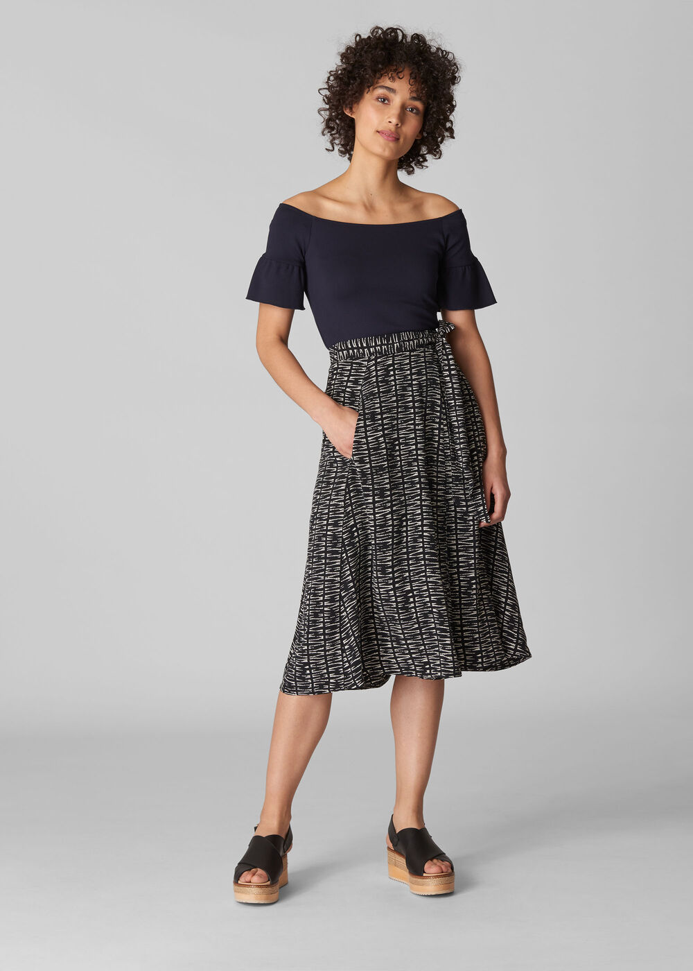 Sahara Print Avie Wrap Skirt Black/Multi