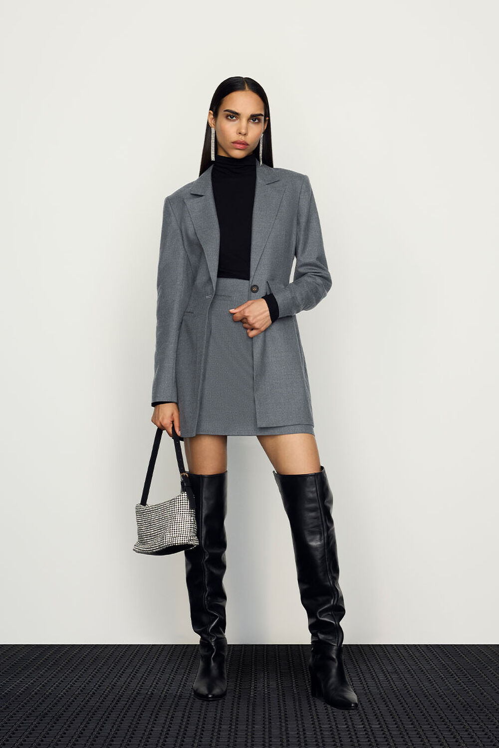 Grey Mia Elongated Waist Blazer