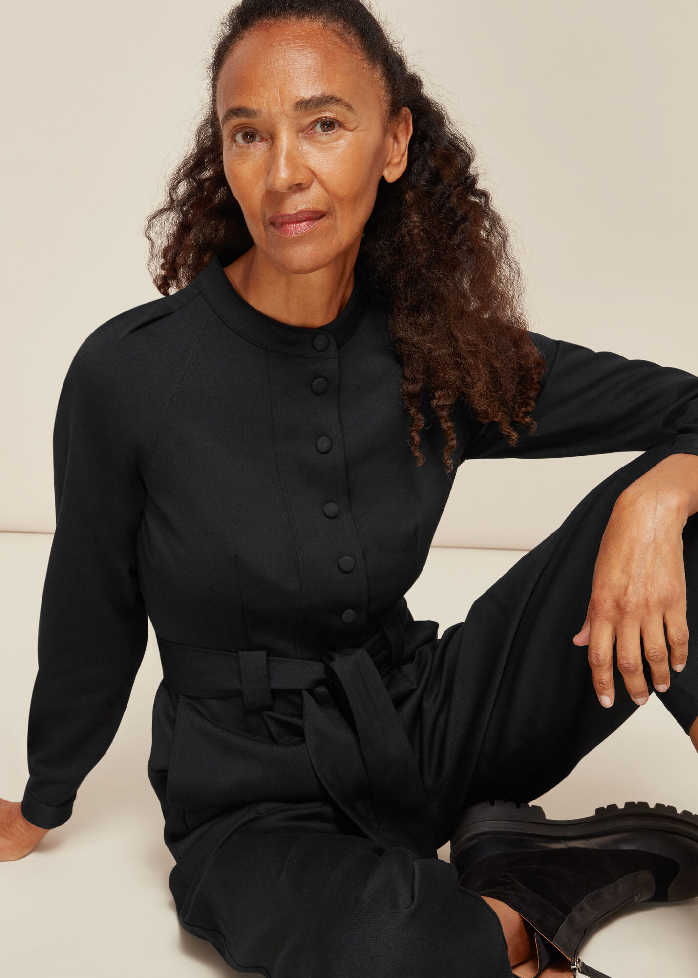 Black Tie Front Jumpsuit WHISTLES