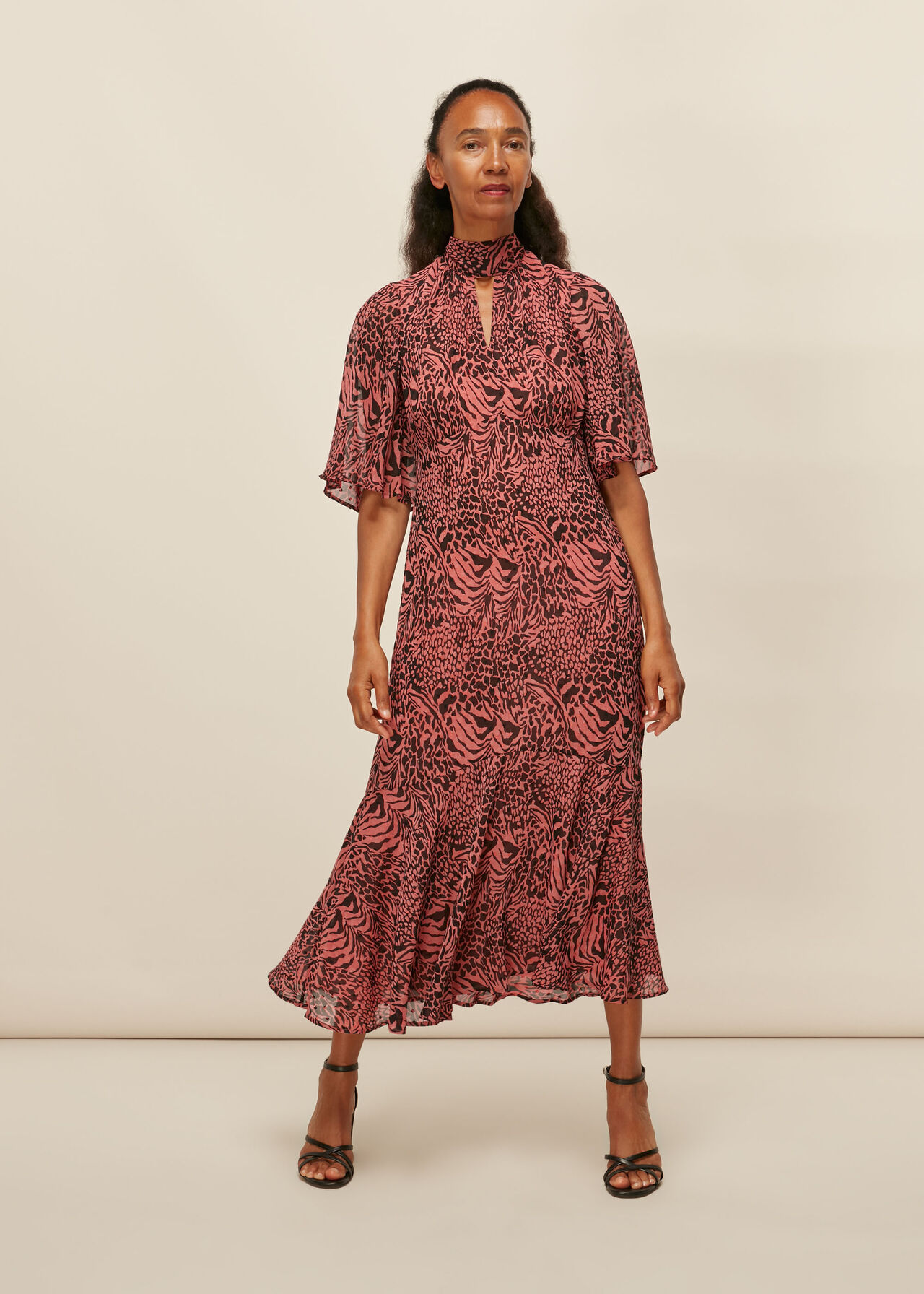 Desert Zebra Print Midi Dress