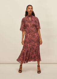 Desert Zebra Print Midi Dress