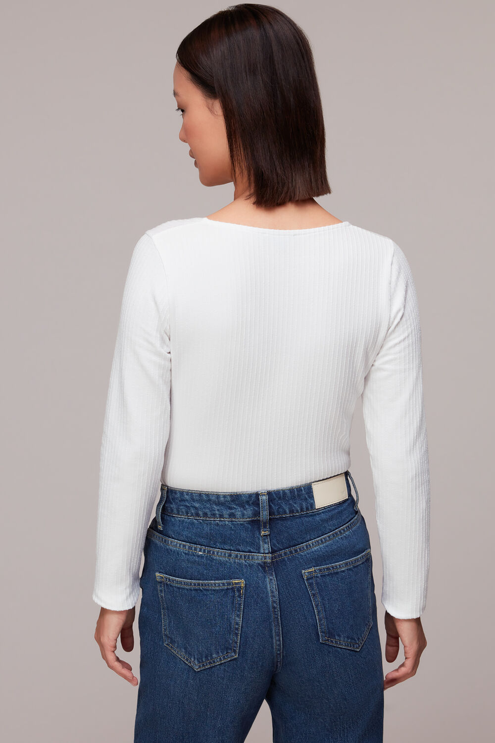 Square Neck Long Sleeve Rib