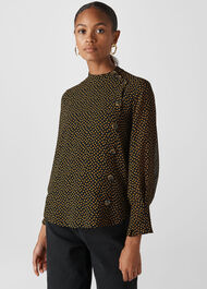 Confetti Heart Button Top Yellow/Multi