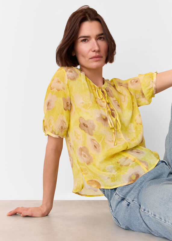 Yellow Sunshine Floral Texture Blouse
