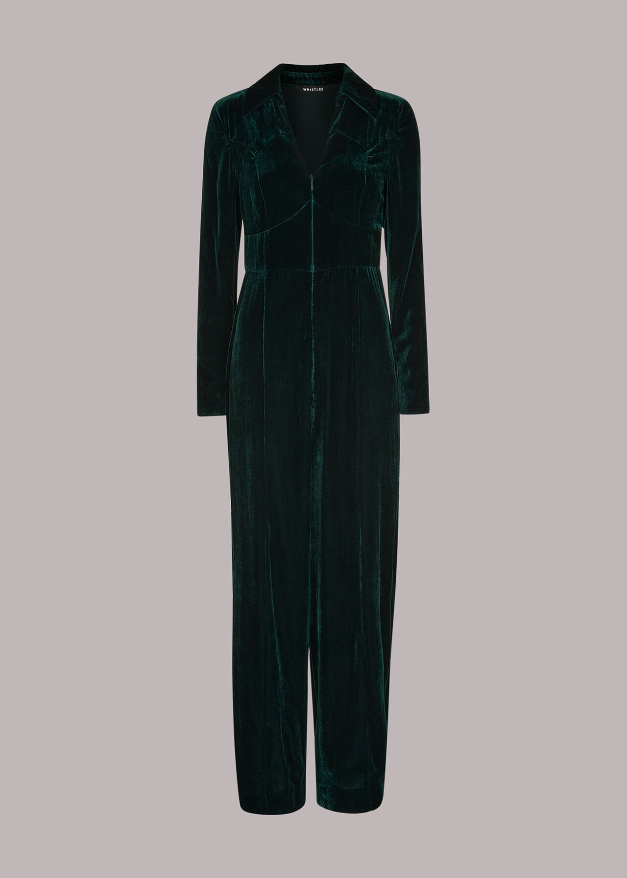 Velvet Zip Front Jumpsuit