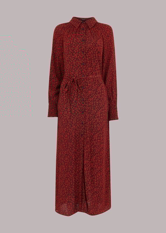 Red Pansy Dot Shirt Dress