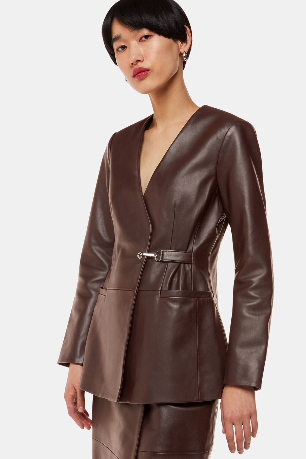 Josie Wrap Leather Blazer