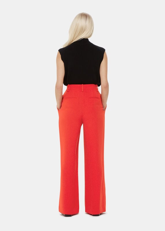 Red Petite Harper Crepe Wide Leg Trouser