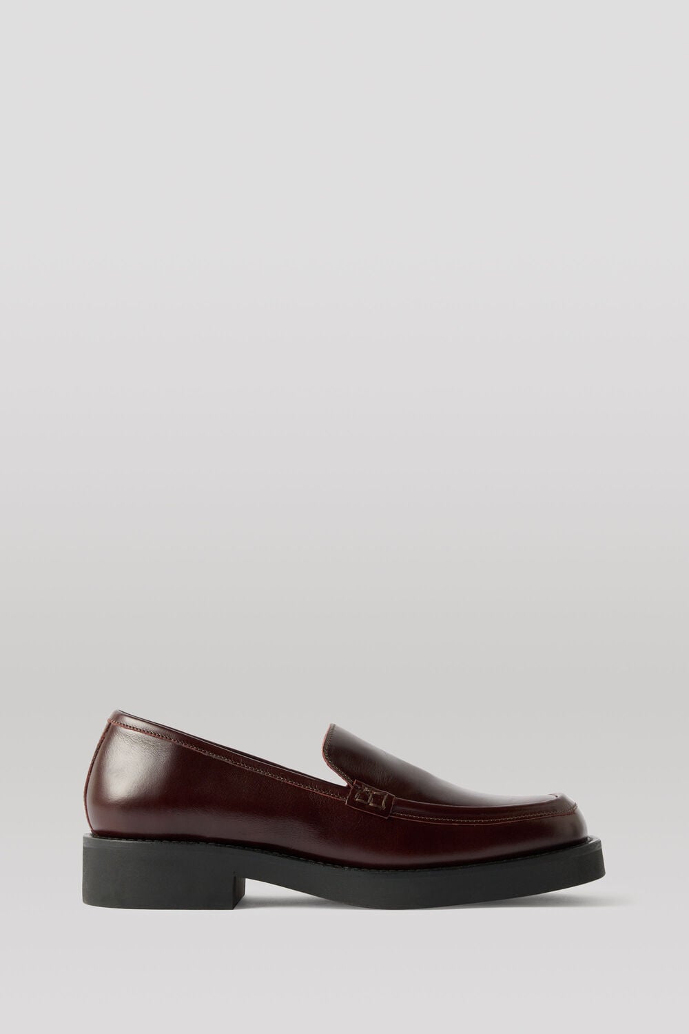 Burgundy Square Toe Leather Loafer