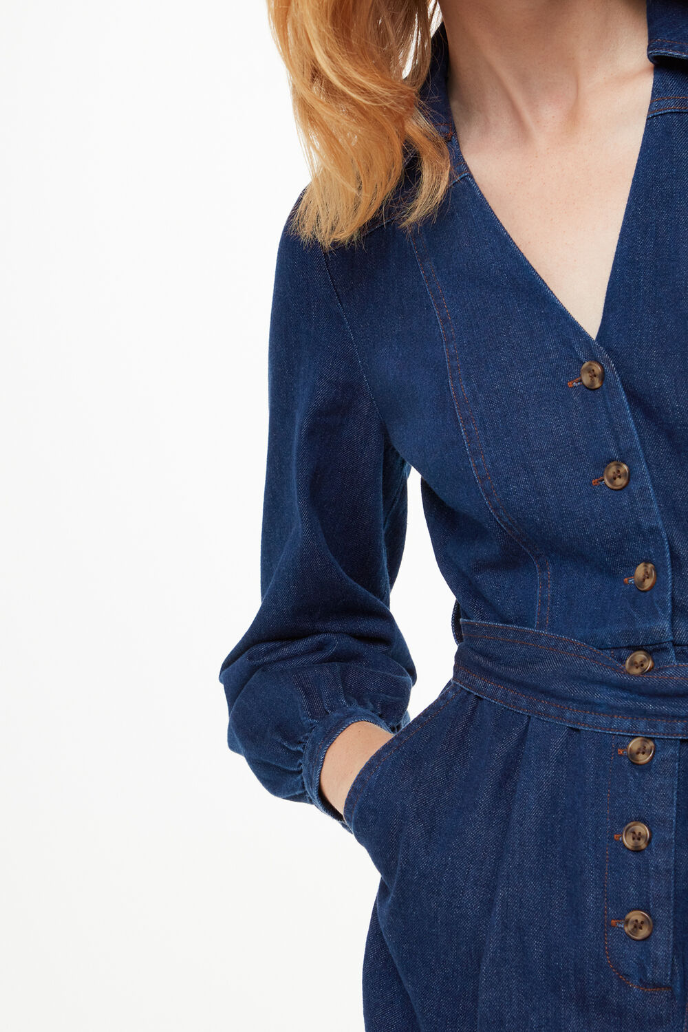 Joni Denim Belted Jumpsuit
