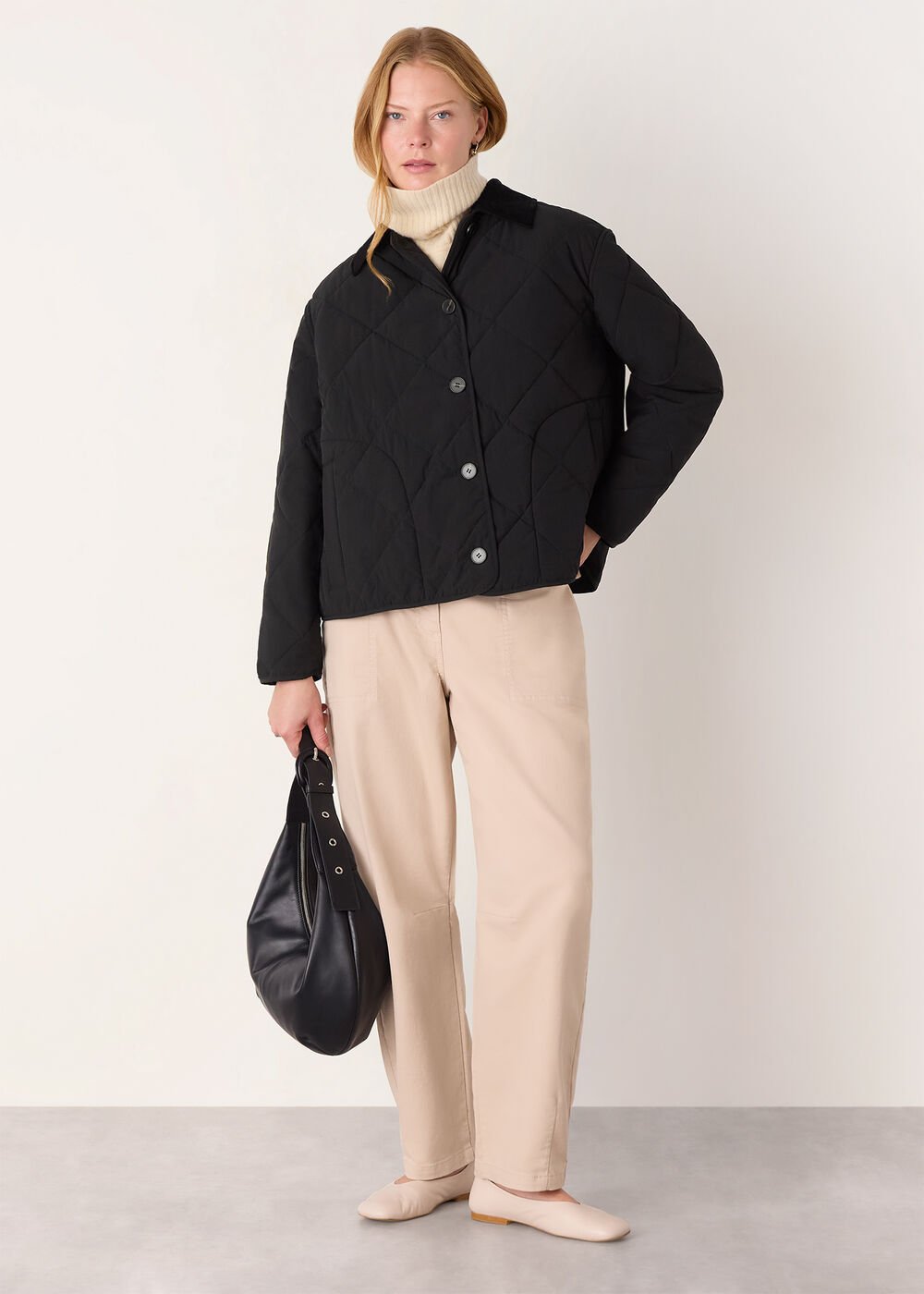 Short Quilted Cord Collar Coat