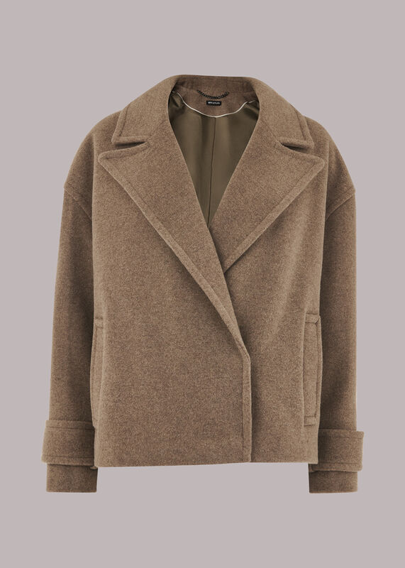 Relaxed Cropped Wool Coat
