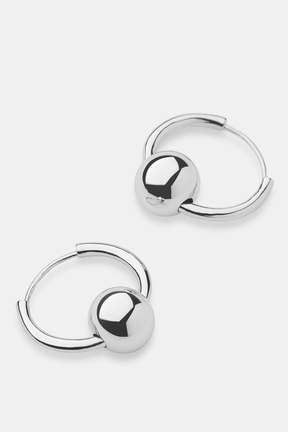 Silver Sphere Hoop Earring