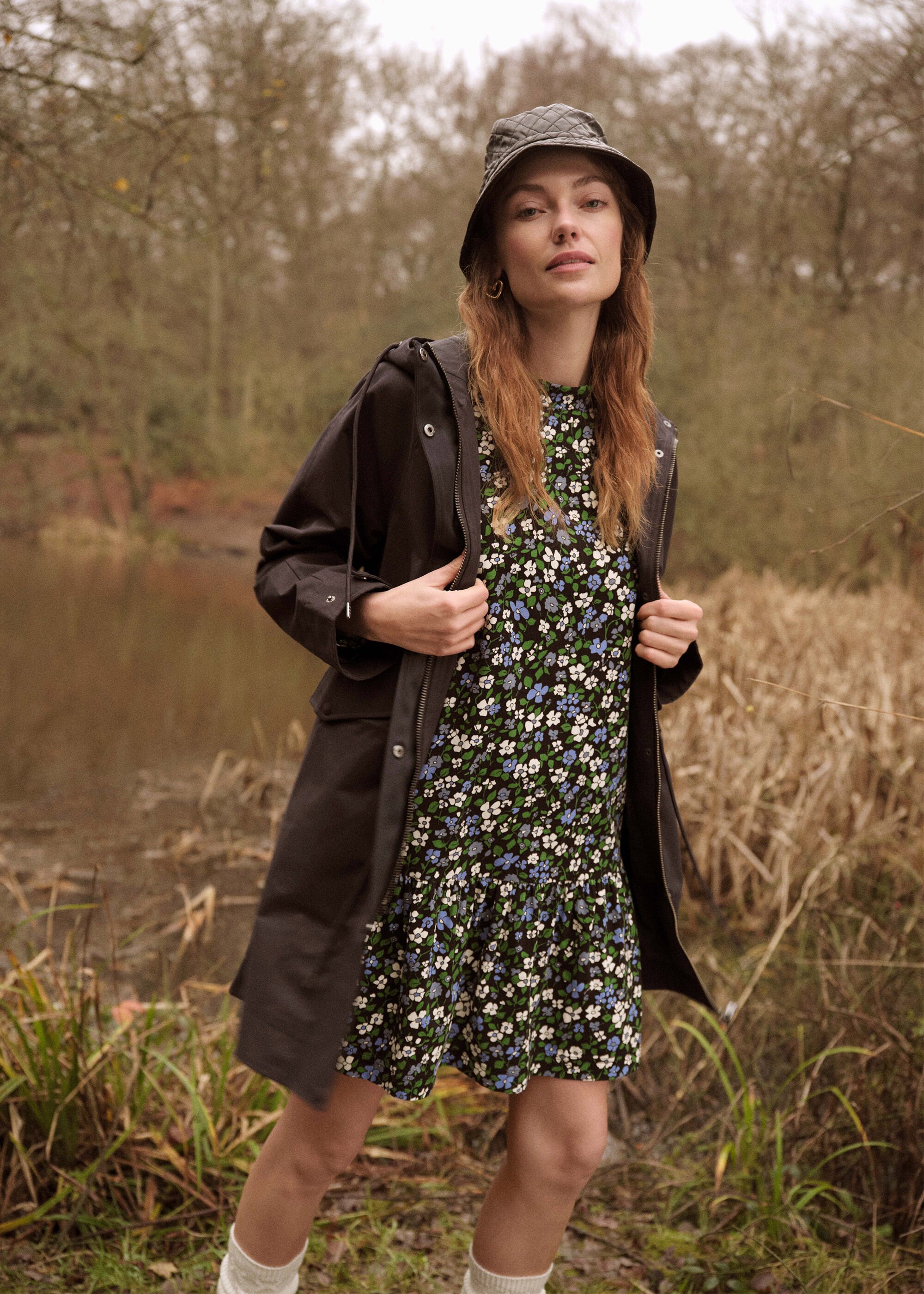 Floral corduroy dress sales
