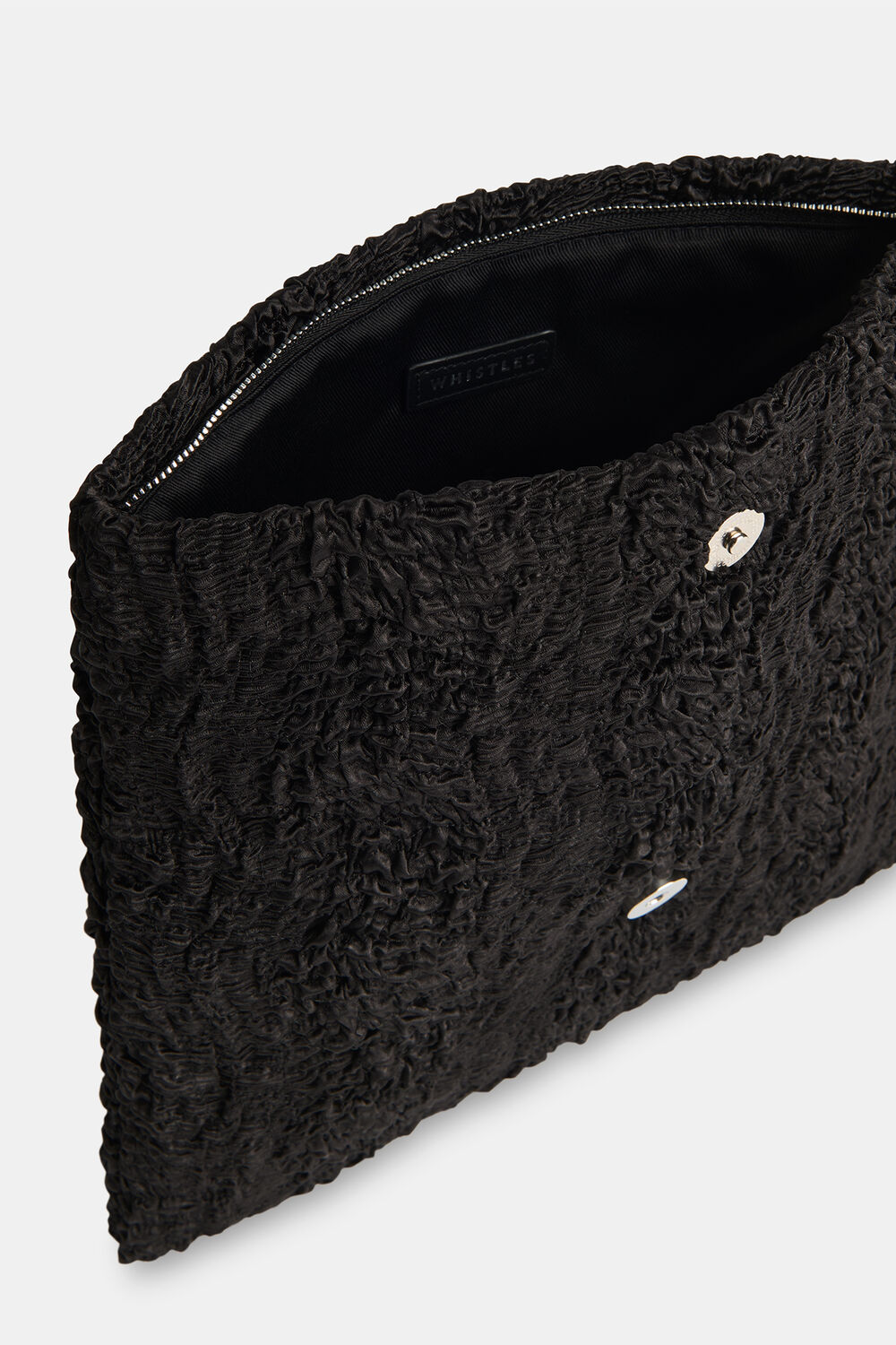 Joy Satin Ruched Zip Clutch