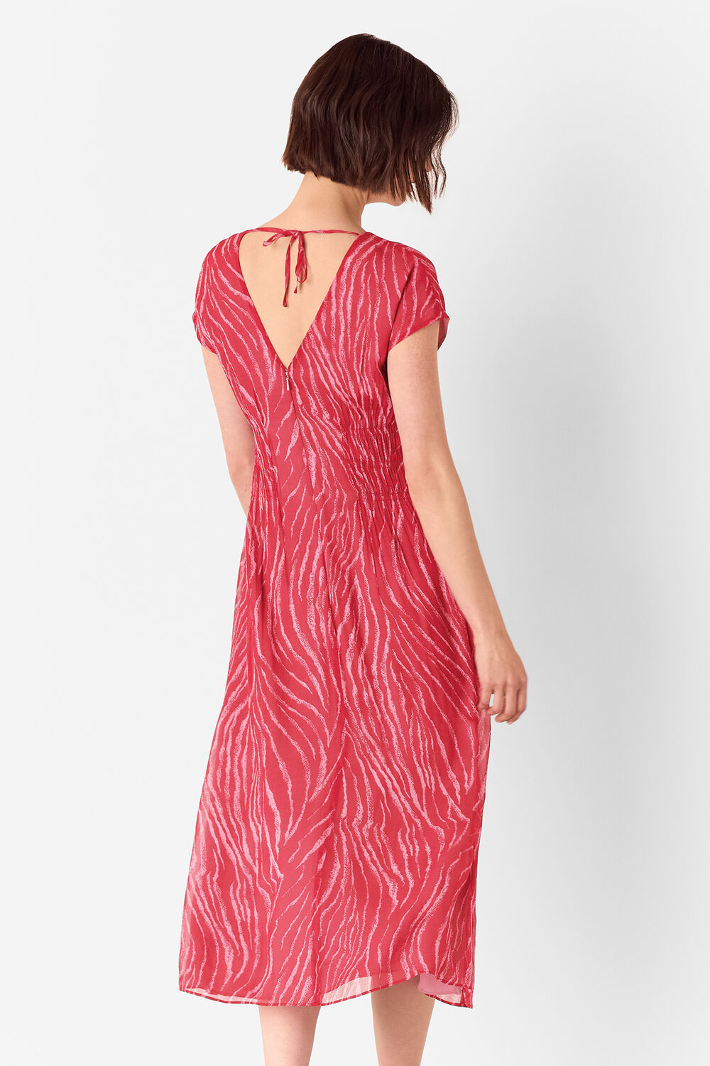 Red Zebra Texture Midi Dress