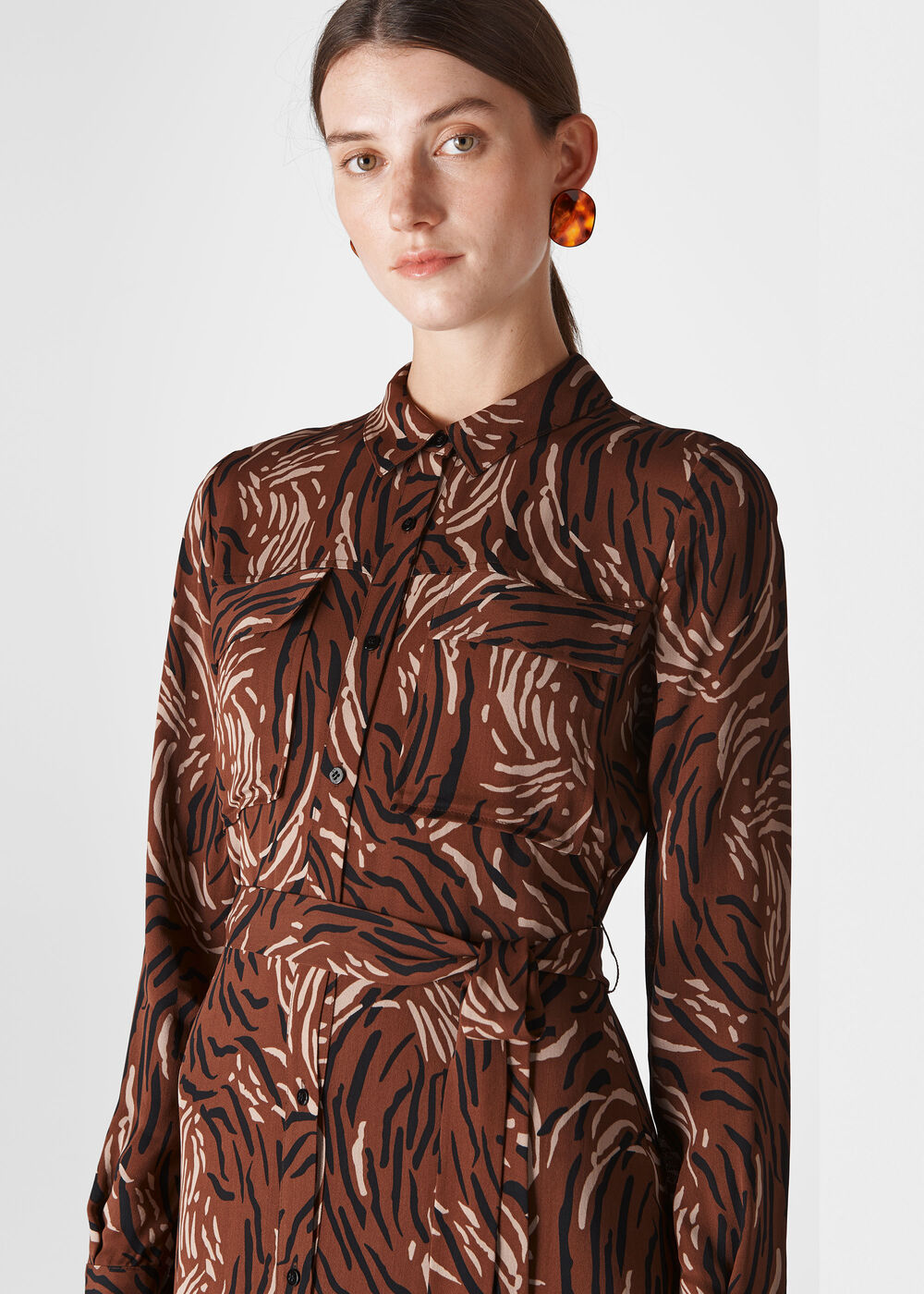 Elfrida Reed Shirt Dress Brown/Multi