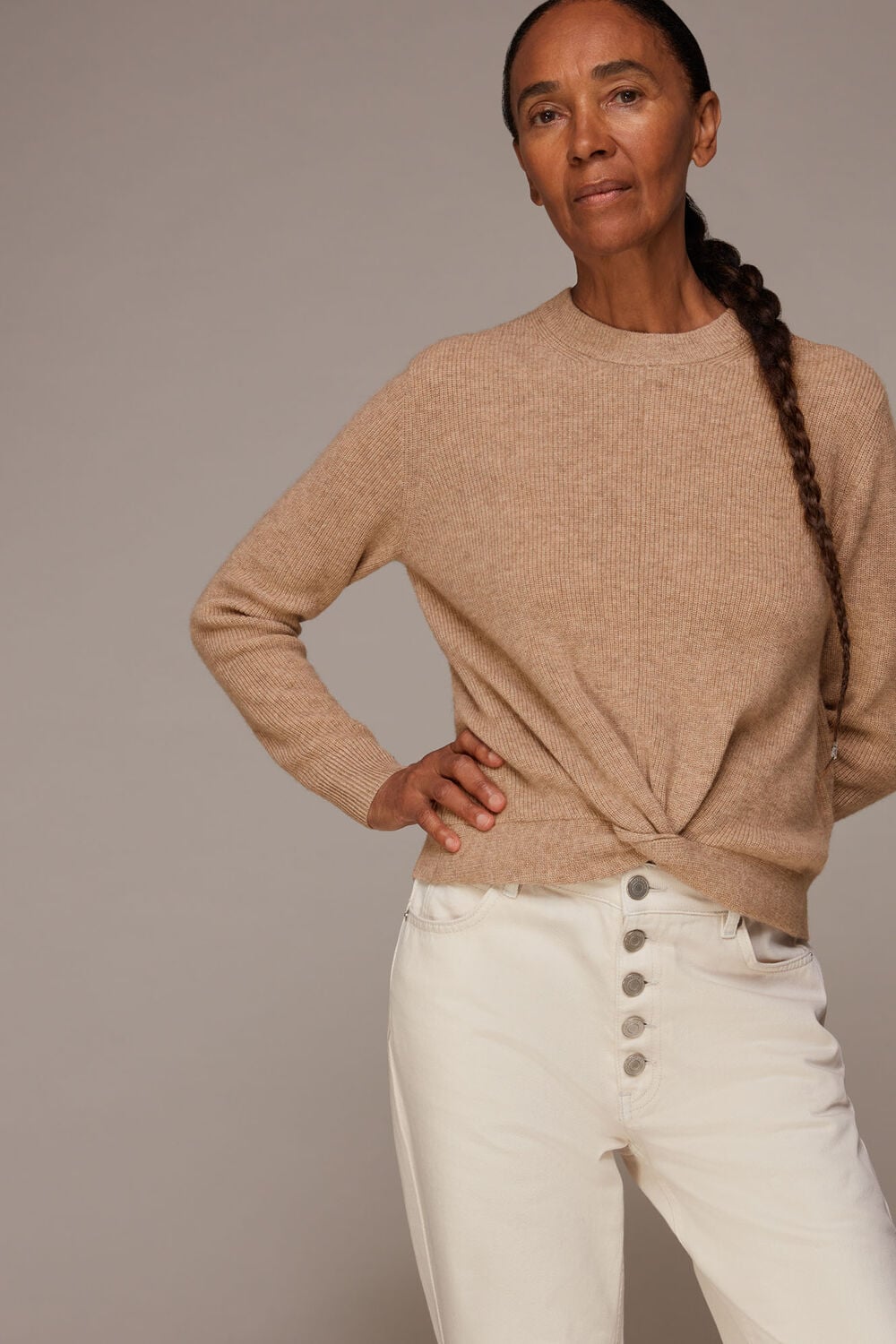 Twist Front Wool Cashmere Knit