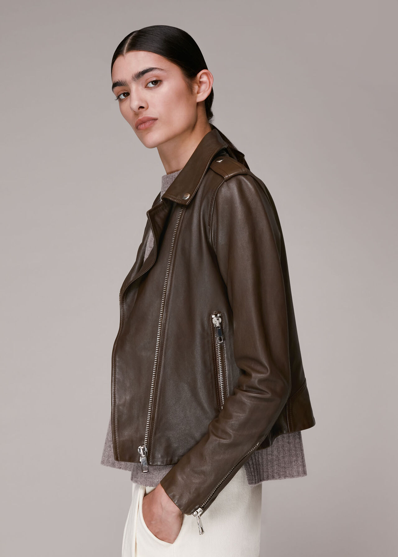 Agnes Pocket Leather Jacket