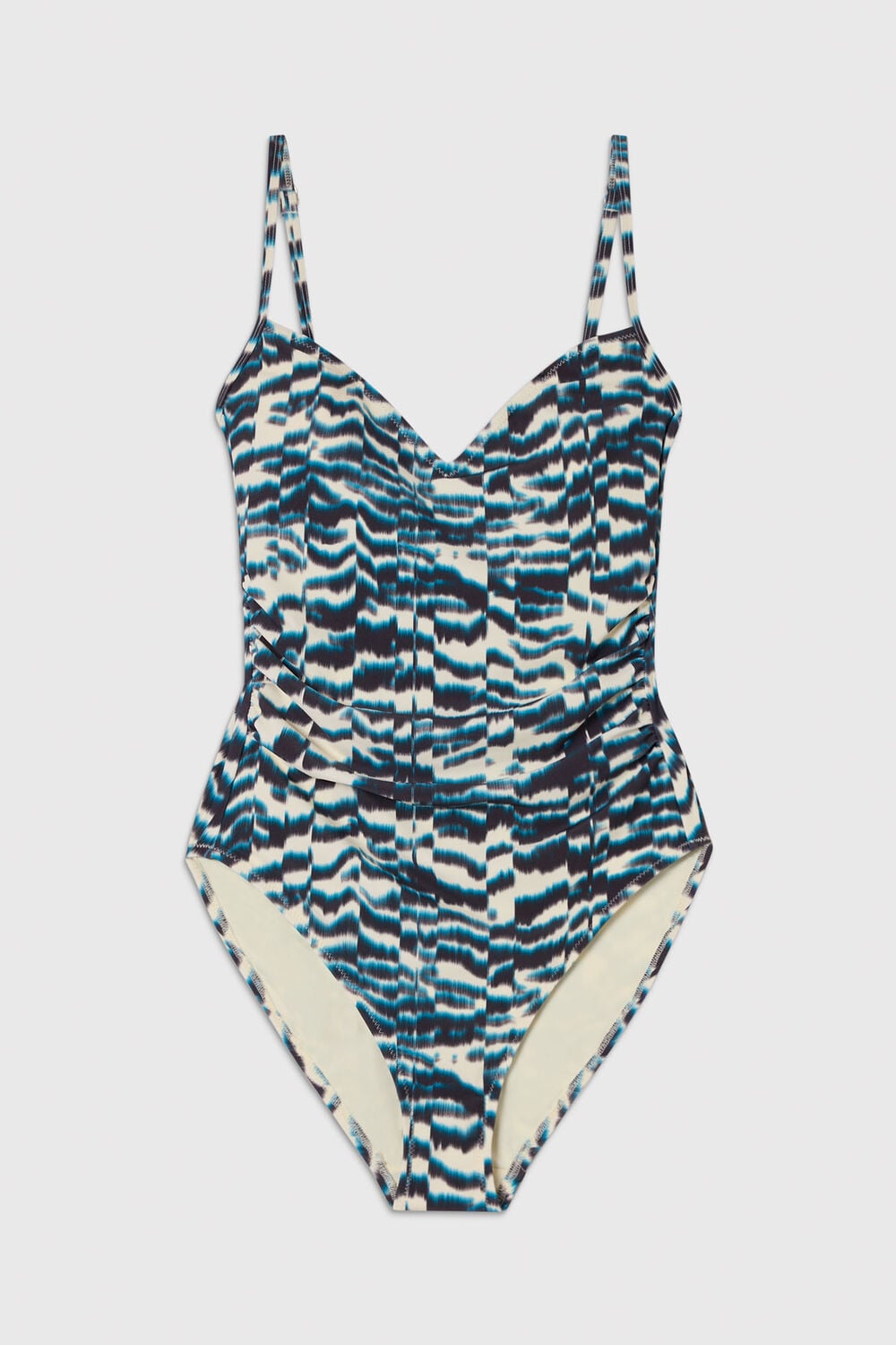 Black V Neck Printed Swimsuit