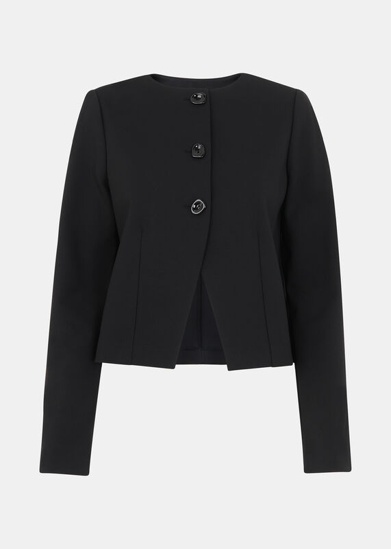 Black Petite Anne Ponte Button Jacket