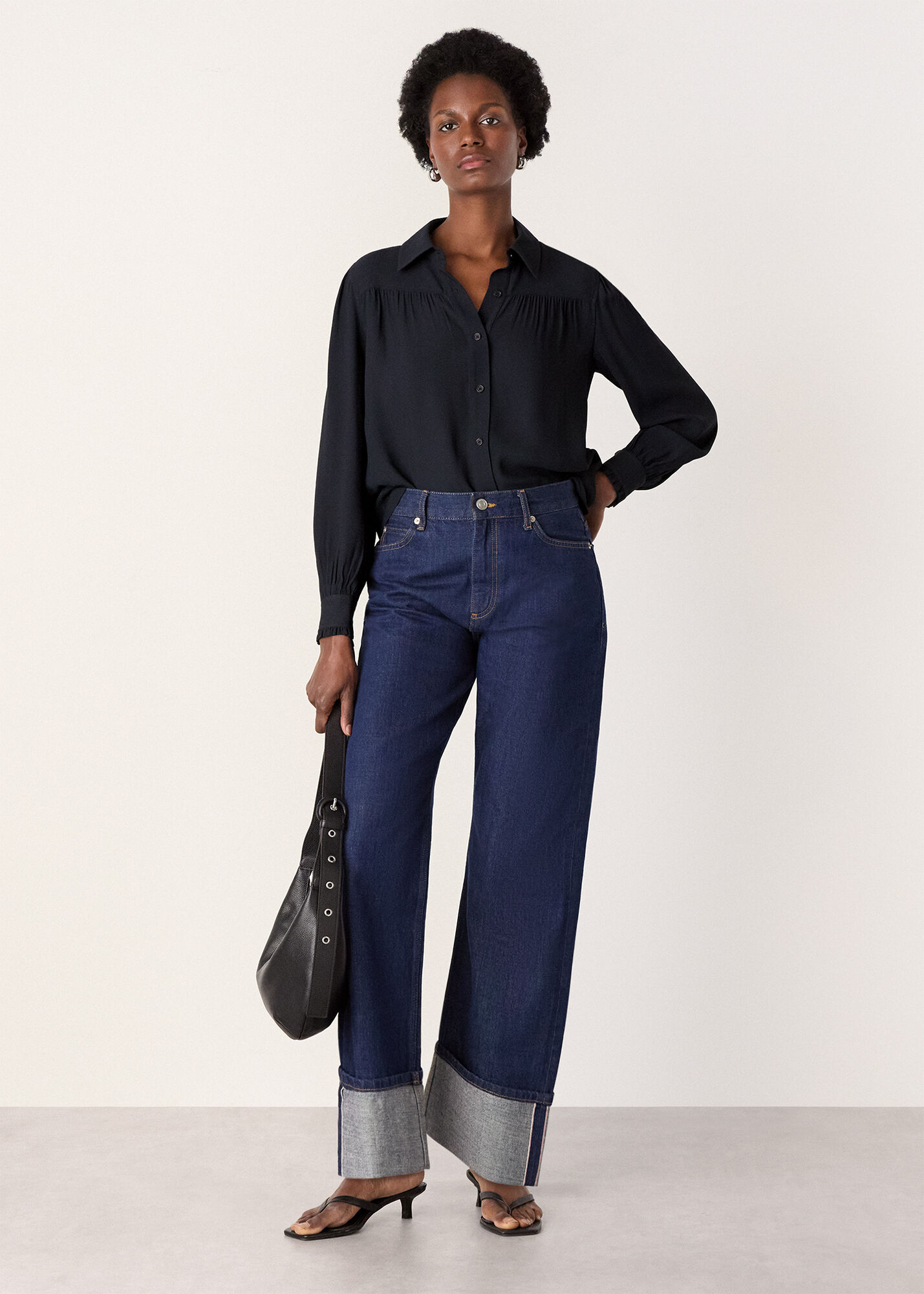 Navy Tie Detail Crepe Blouse | WHISTLES | Whistles UK |