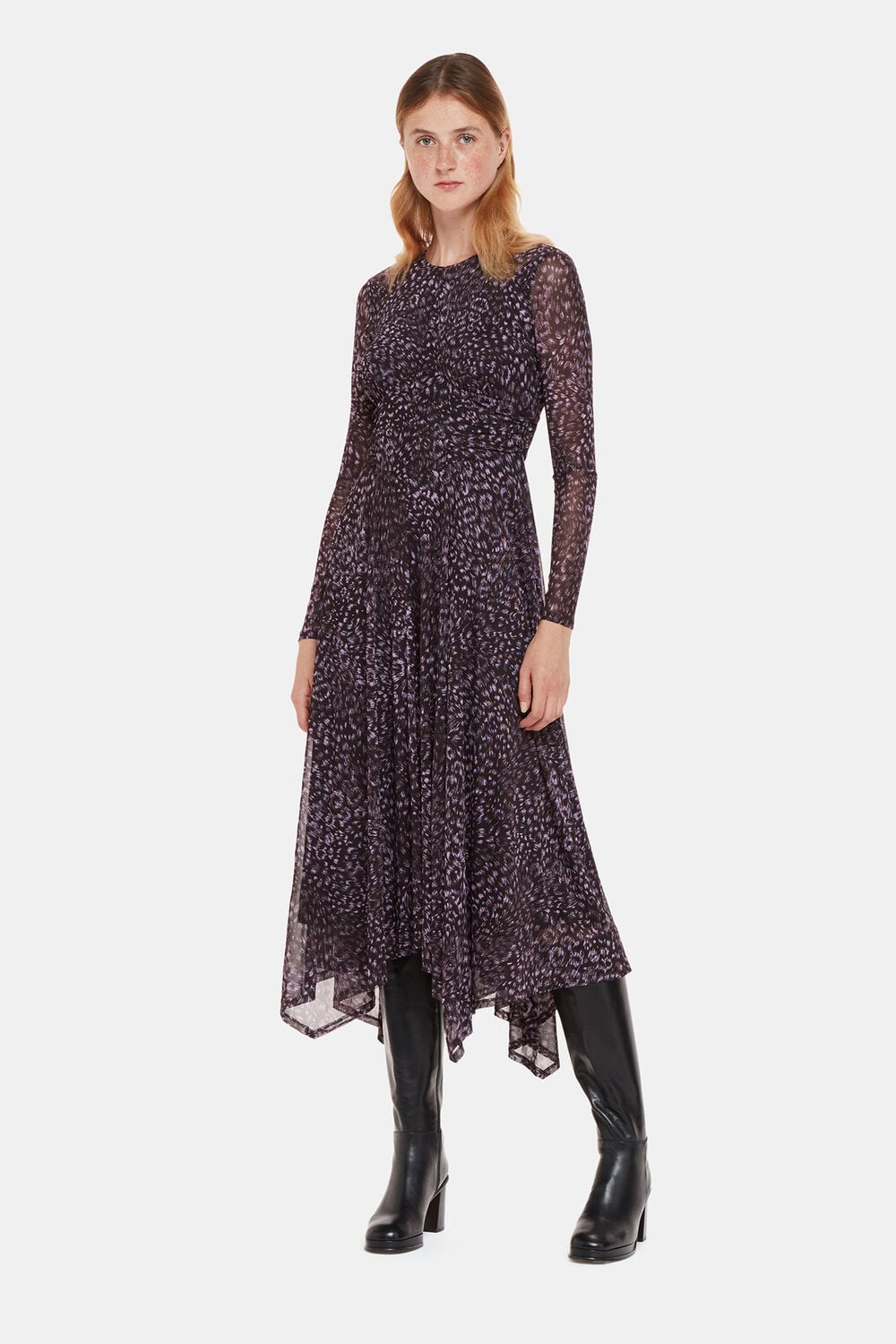 Feather Leopard Mesh Dress