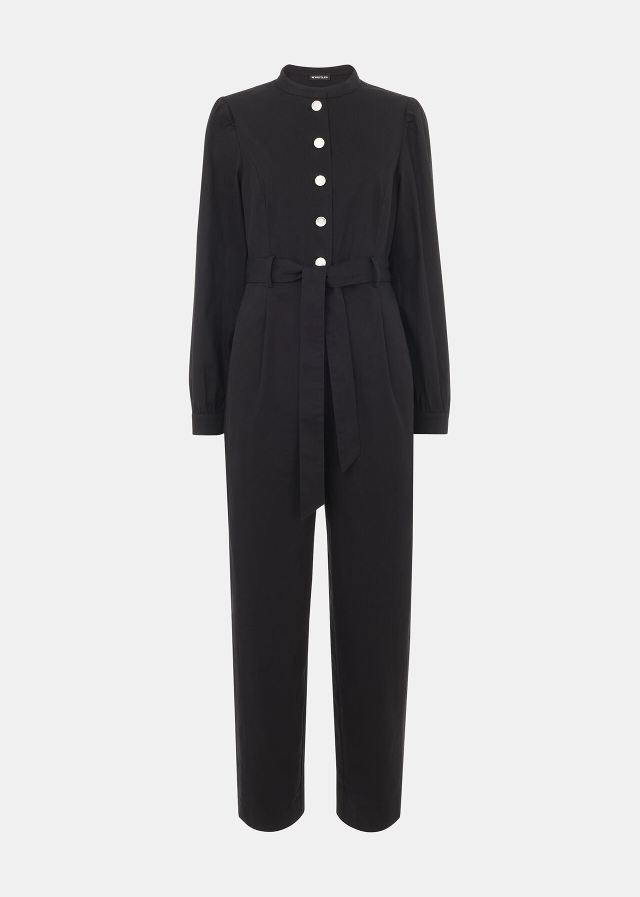 Black Long Sleeve Button Front Jumpsuit | Whistles UK | Whistles UK