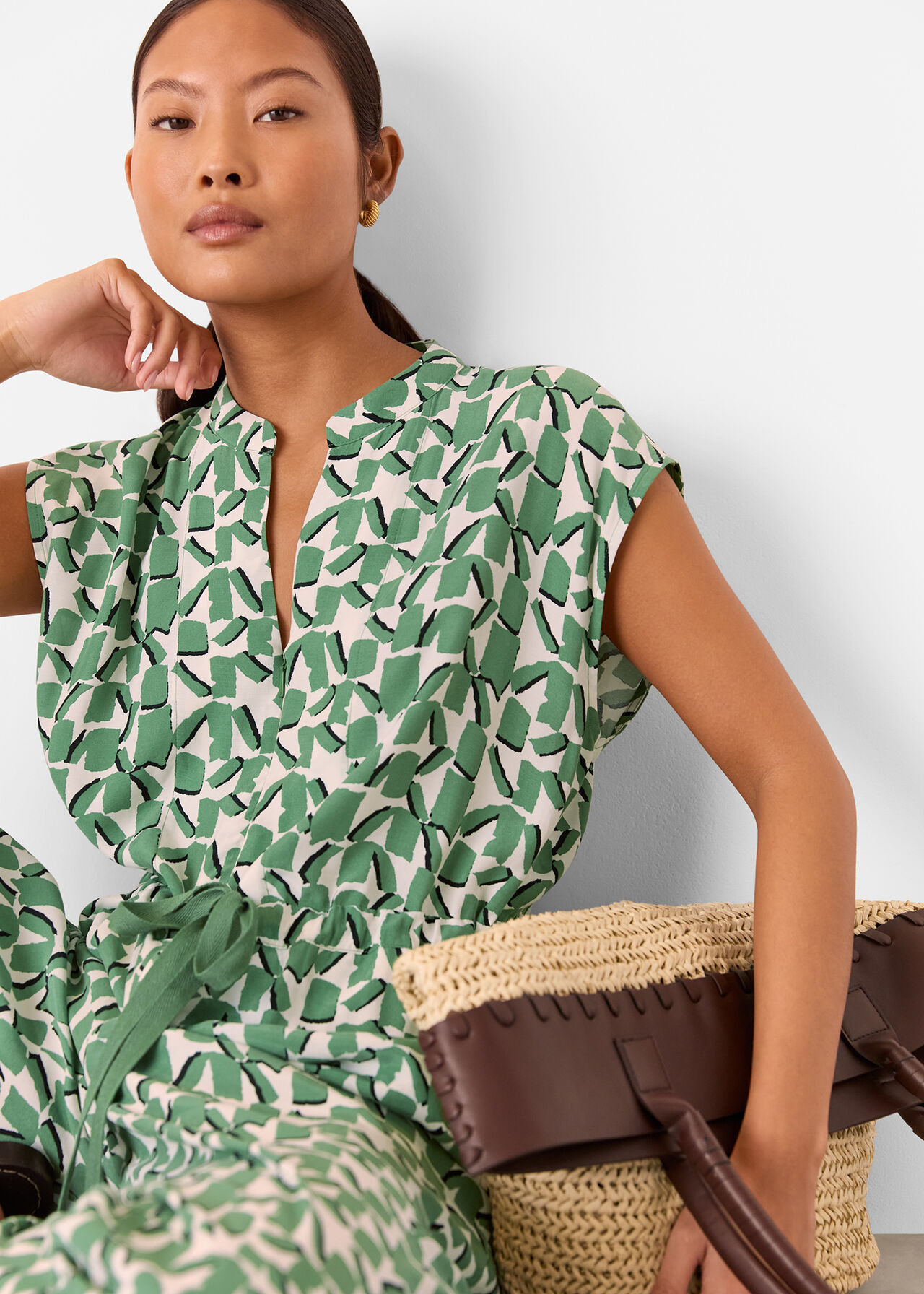 Petite Abstract Squares Jumpsuit