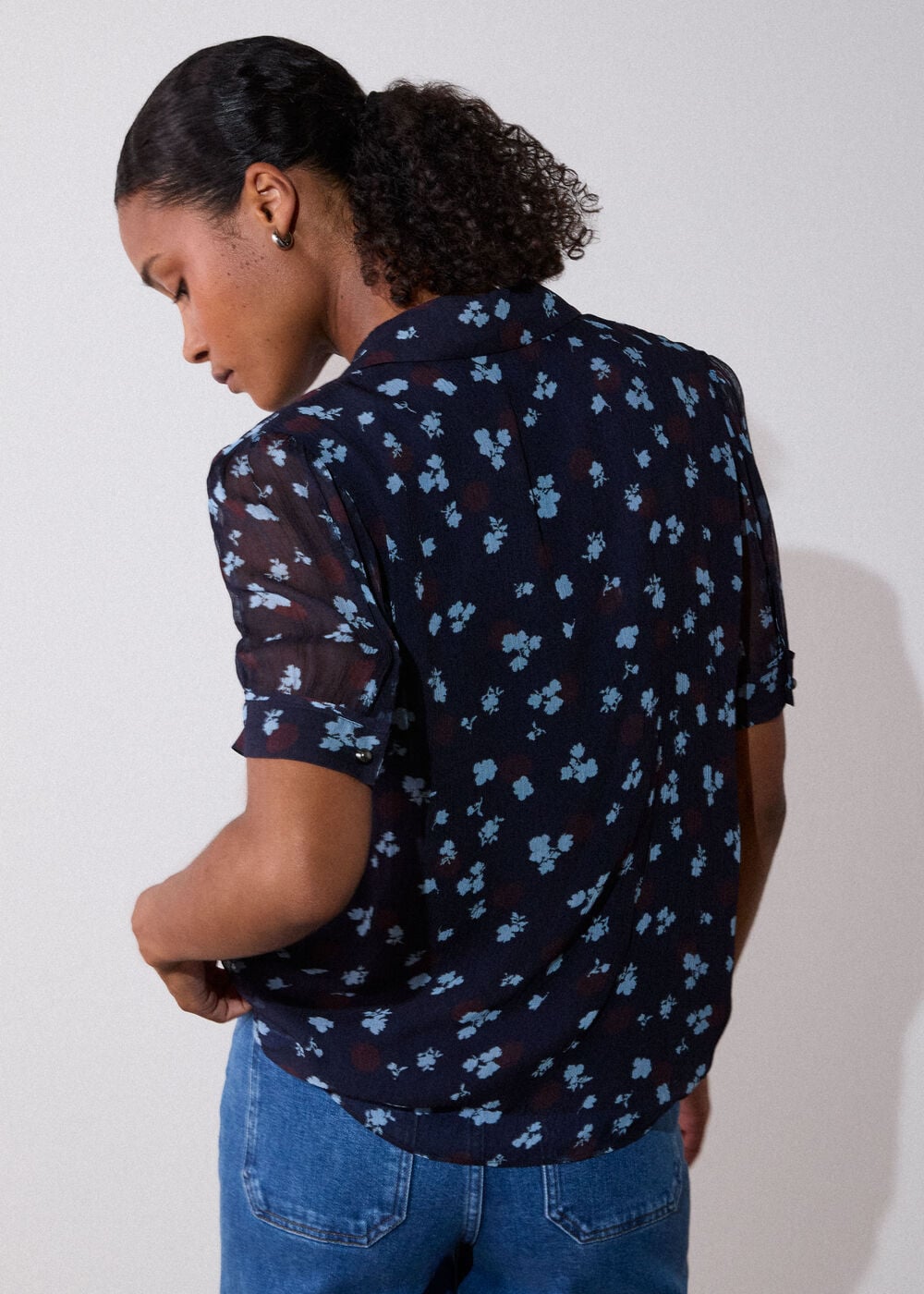 Floral Viscose Pintuck Top