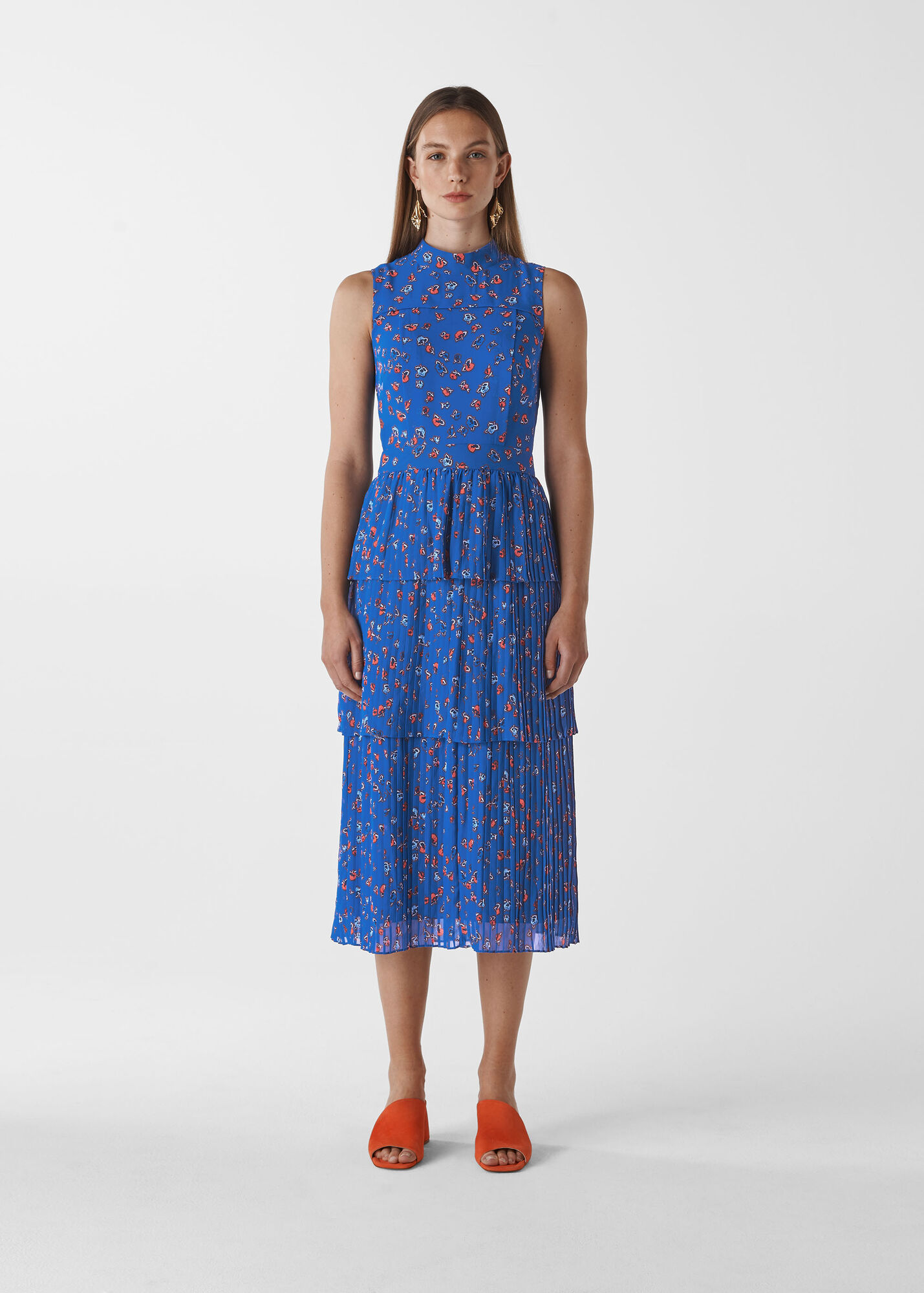Blue/Multi Ditsy Floral Tiered Dress WHISTLES