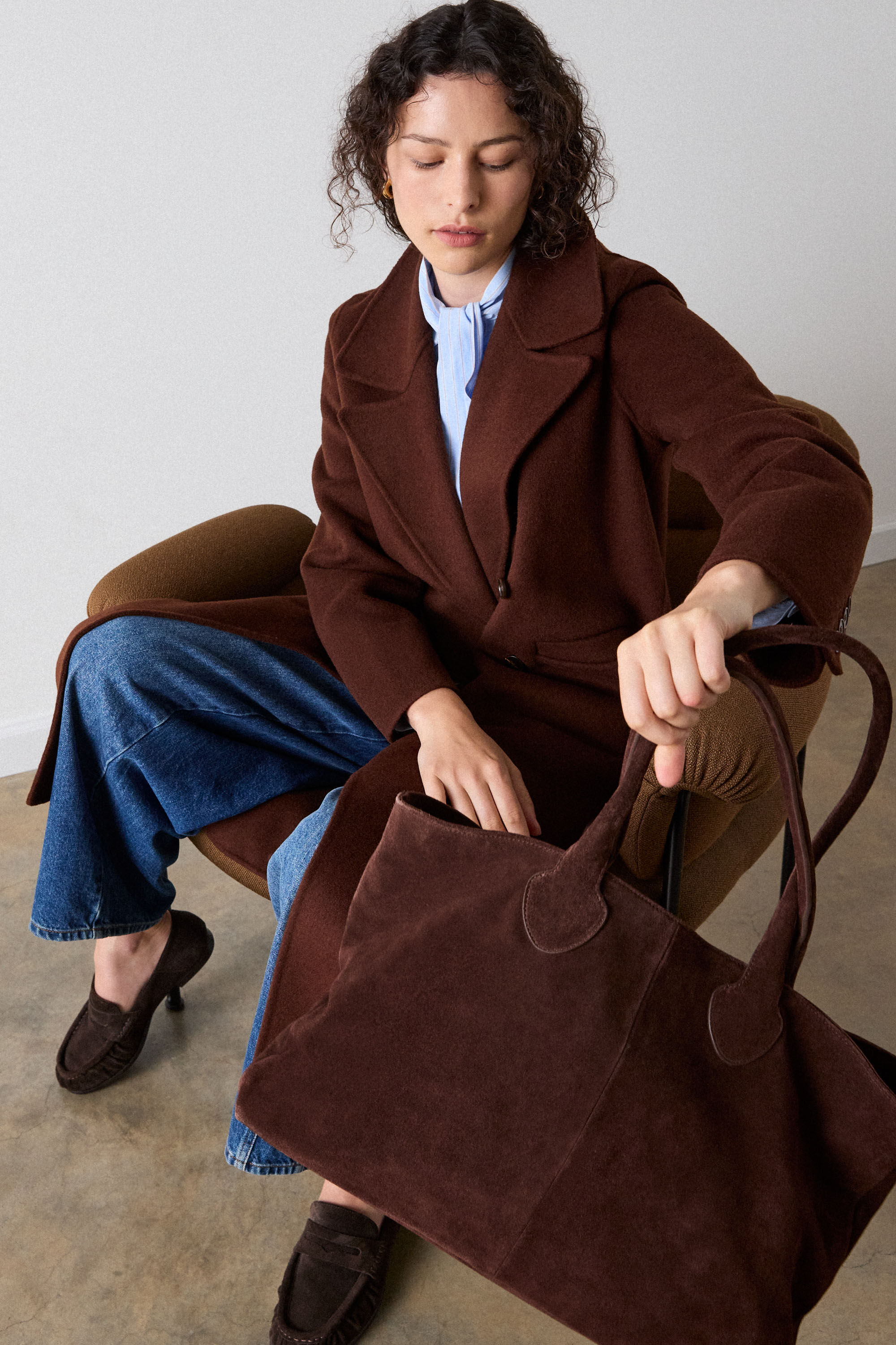 Chocolate Leandra Suede Tote Bag | WHISTLES | Whistles US |